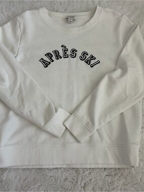 J. Crew White Crewneck Sweatshirt with Black Logo Tag